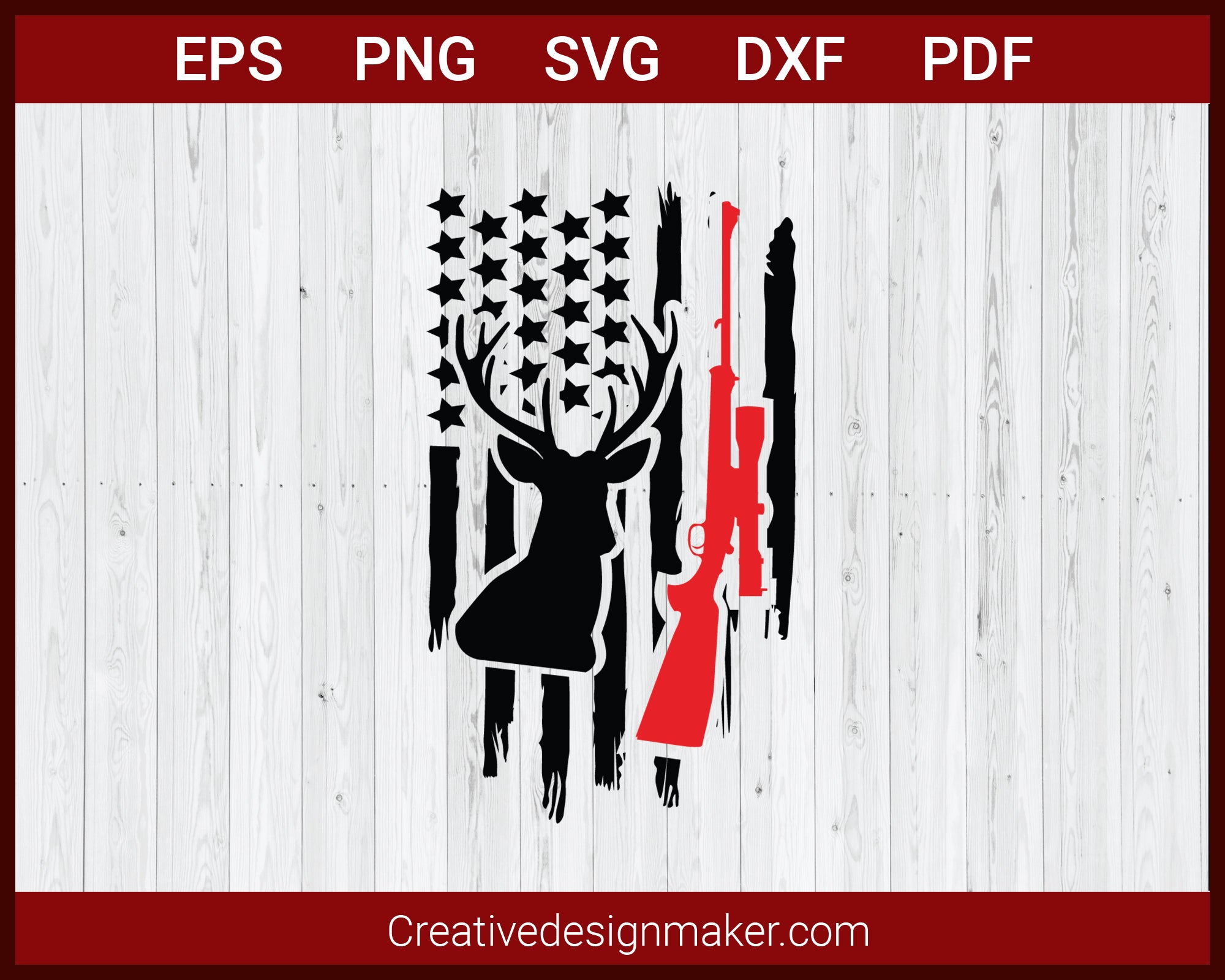 Deer Hunting American Flag SVG Cricut Silhouette DXF PNG EPS Cut File