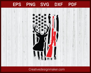 Deer Hunting Distressed Flag SVG Cricut Silhouette DXF PNG EPS Cut File