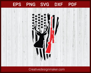 Deer Hunting Distressed Flag SVG Cricut Silhouette DXF PNG EPS Cut File