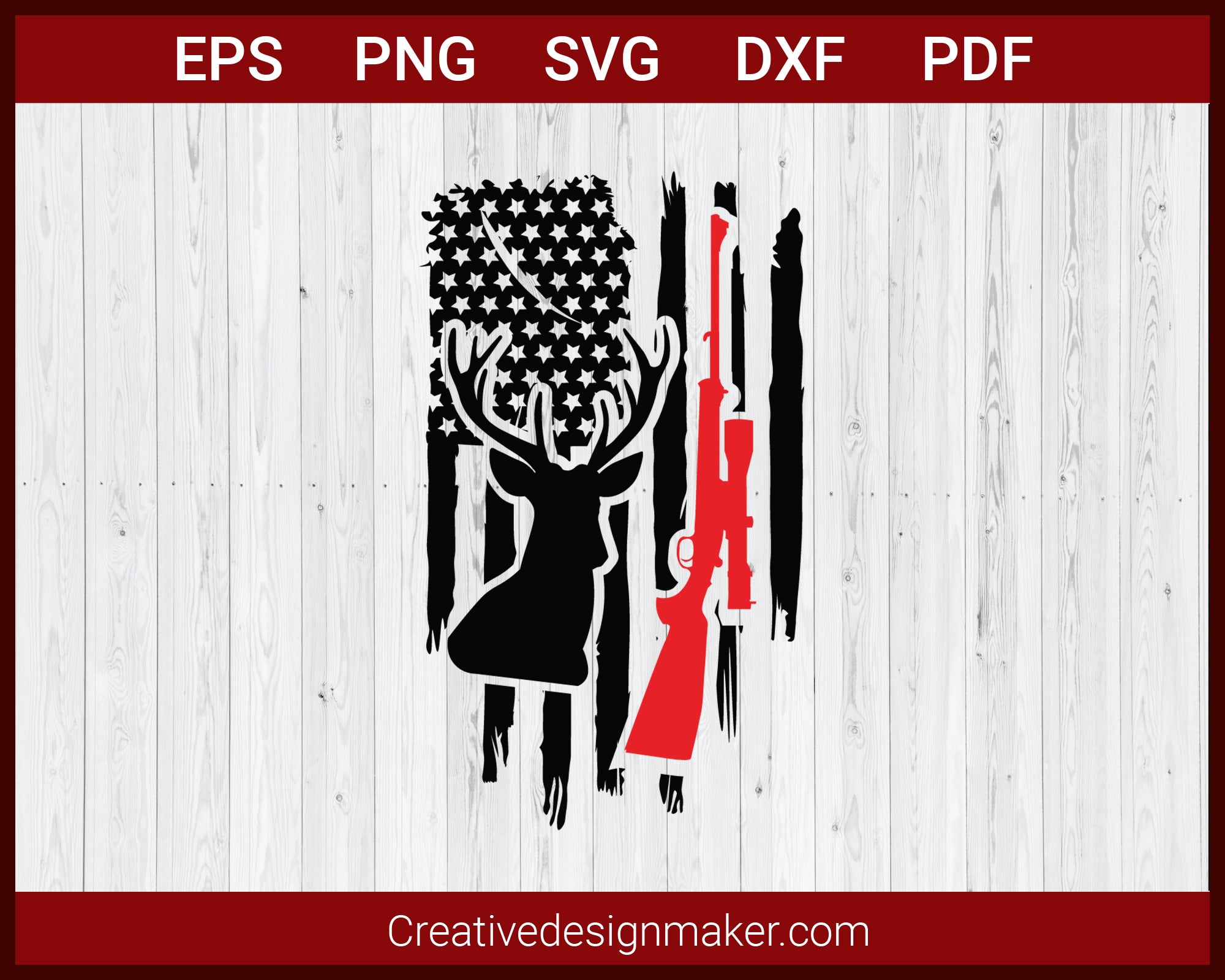 Deer Hunt Flag, Deer Distressed Flag SVG Cricut Silhouette DXF PNG EPS Cut File
