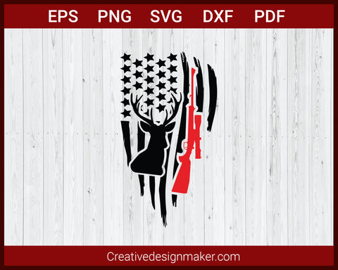 Deer Hunting Distressed Flag SVG Cricut Silhouette DXF PNG EPS Cut File