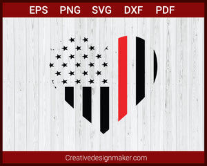 Fire Dept Red Line Flag, US Flag with the Red Stripe SVG Cricut Silhouette DXF PNG EPS Cut File