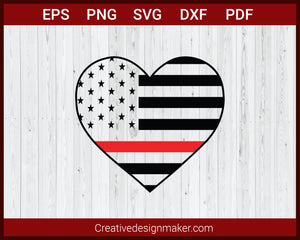 Fire Dept Red Line Flag, US Flag with the Red Stripe SVG Cricut Silhouette DXF PNG EPS Cut File