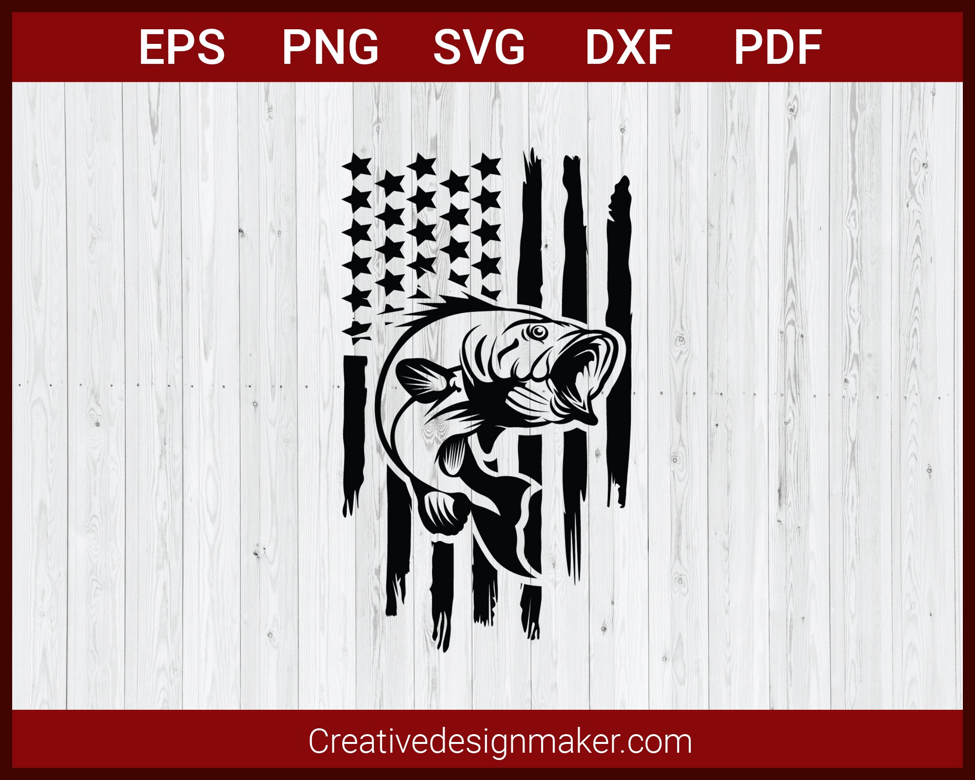 American Flag Fishing Svg, Here Comes The Big One Svg