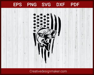Fishing Distressed USA Flag SVG Cut File For Cricut Silhouette eps png dxf Printable Files