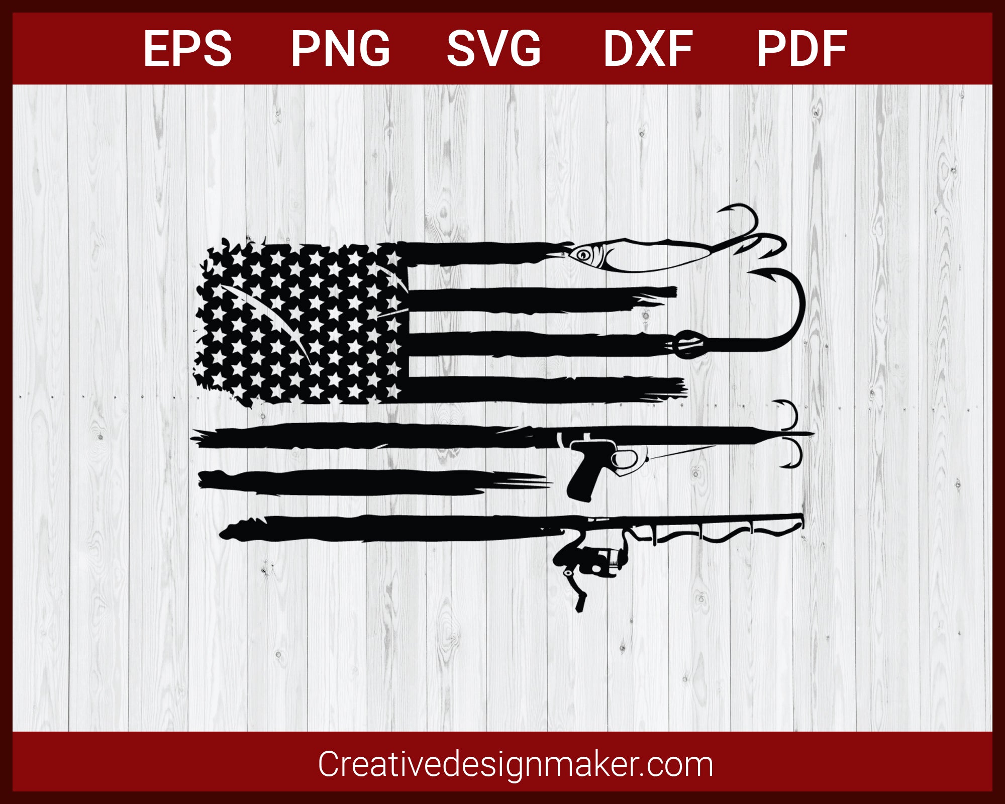Fishing Hook, US Fishing Hunting Flag svg Cut File For Cricut – Creativedesignmaker