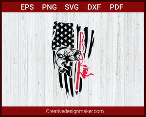 Distressed American Flag Fishing Hunting SVG Cricut Silhouette DXF PNG EPS Cut File