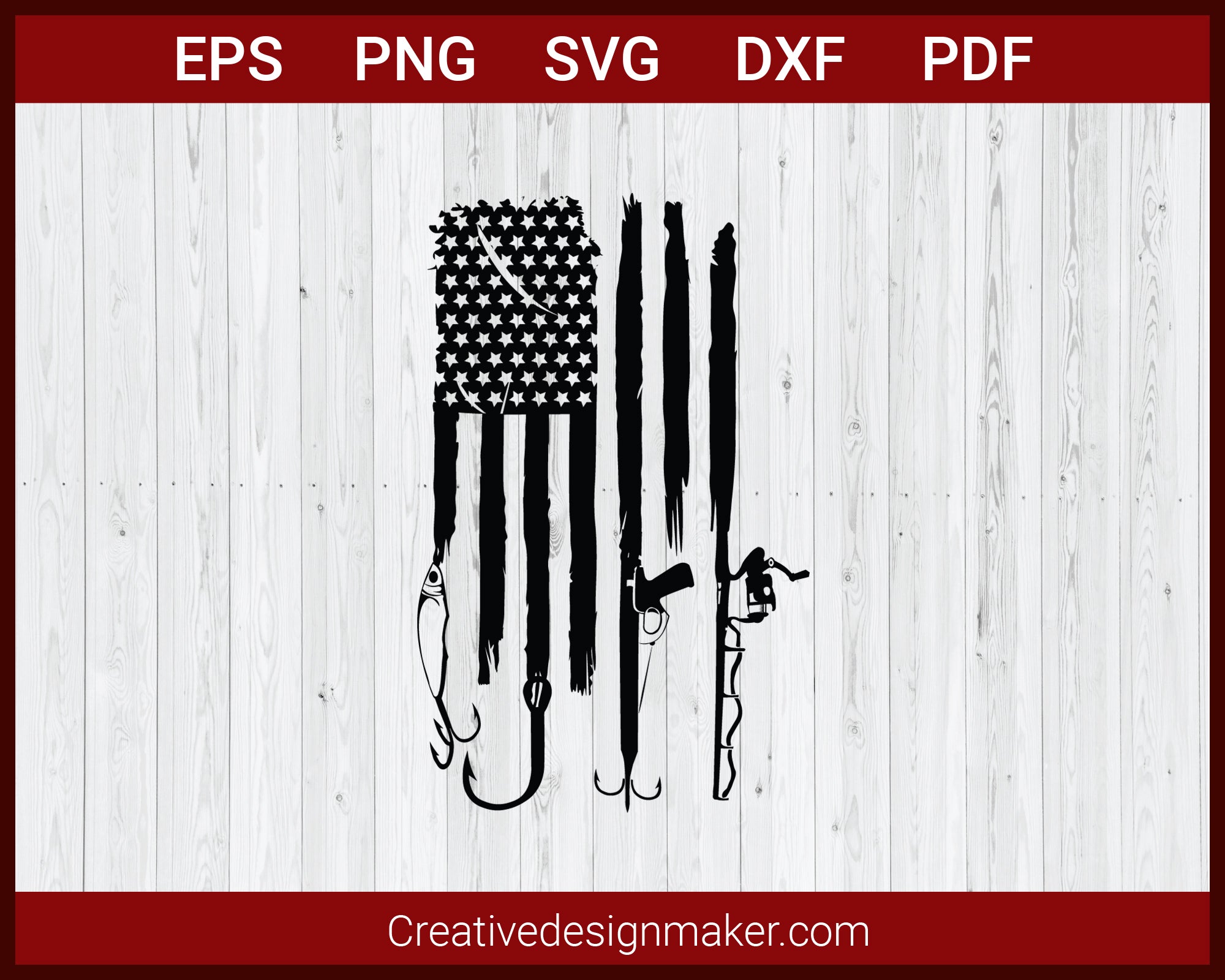 Fishing Hunting USA Flag, Fishing Hook svg Cut File For Cricut –  Creativedesignmaker