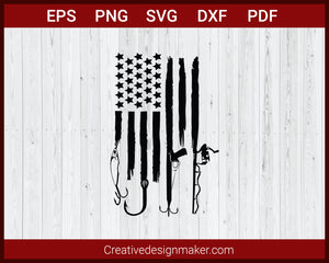 US Fishing Hunting Flag svg Cut File For Cricut Silhouette eps png dxf Printable Files