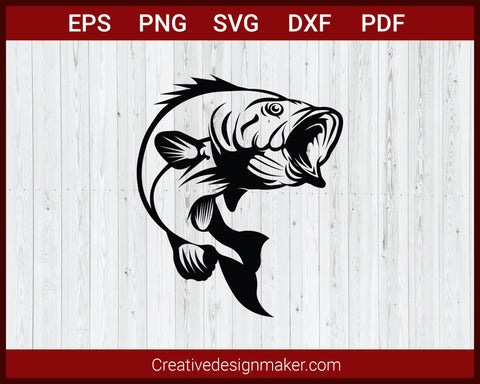 Bass Fishing, Hunting svg Cut File For Cricut Silhouette eps png dxf Printable Files