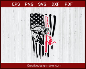 US Fishing Hunting Flag SVG Cricut Silhouette DXF PNG EPS Cut File
