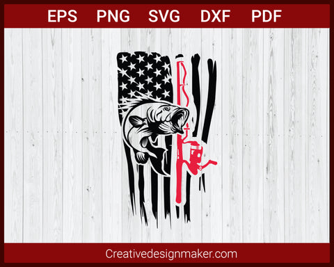 US Fishing Hunting Flag SVG Cricut Silhouette DXF PNG EPS Cut File