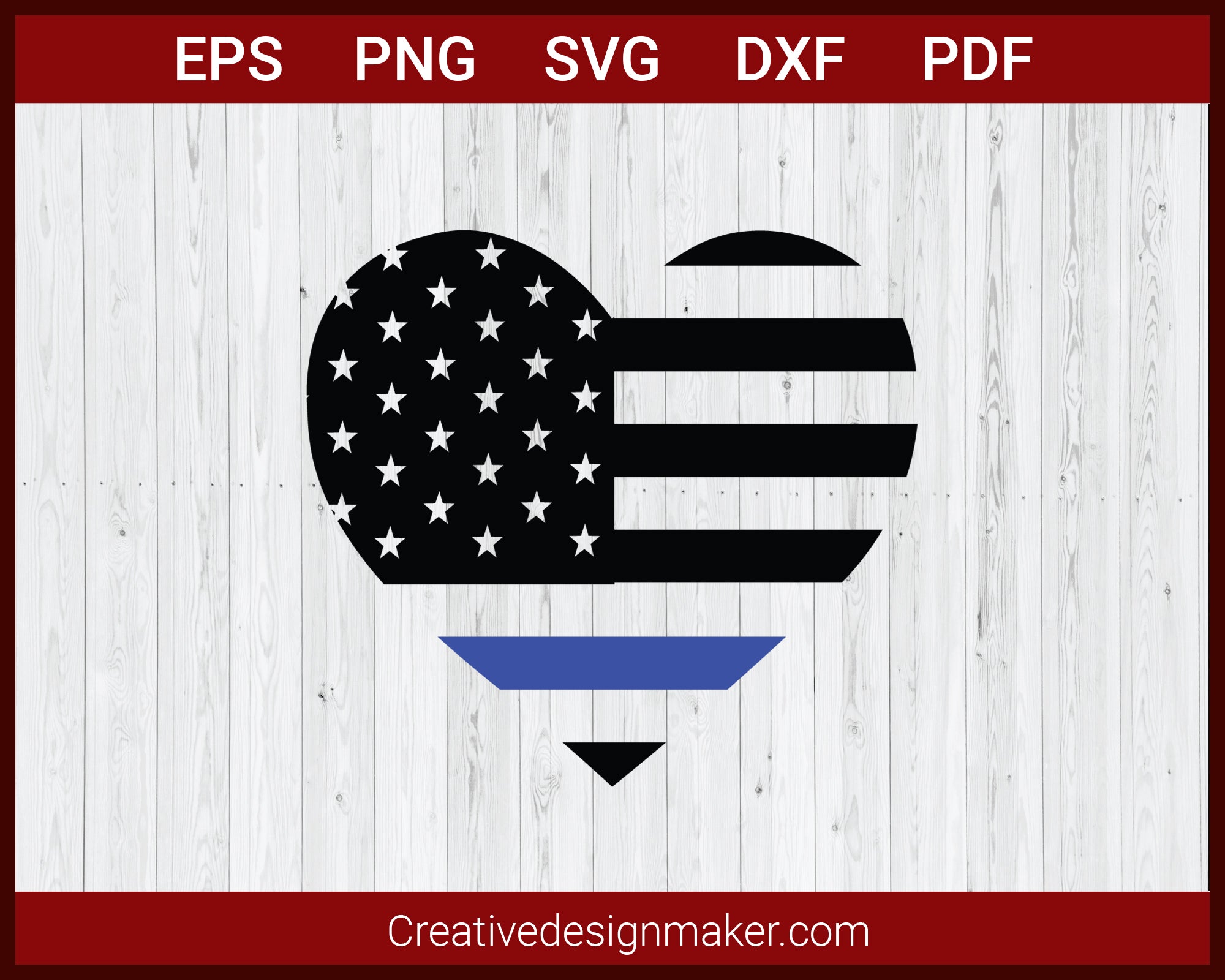 Love USA Flag Blue Line Police Sign SVG Cricut Silhouette DXF PNG EPS Cut File