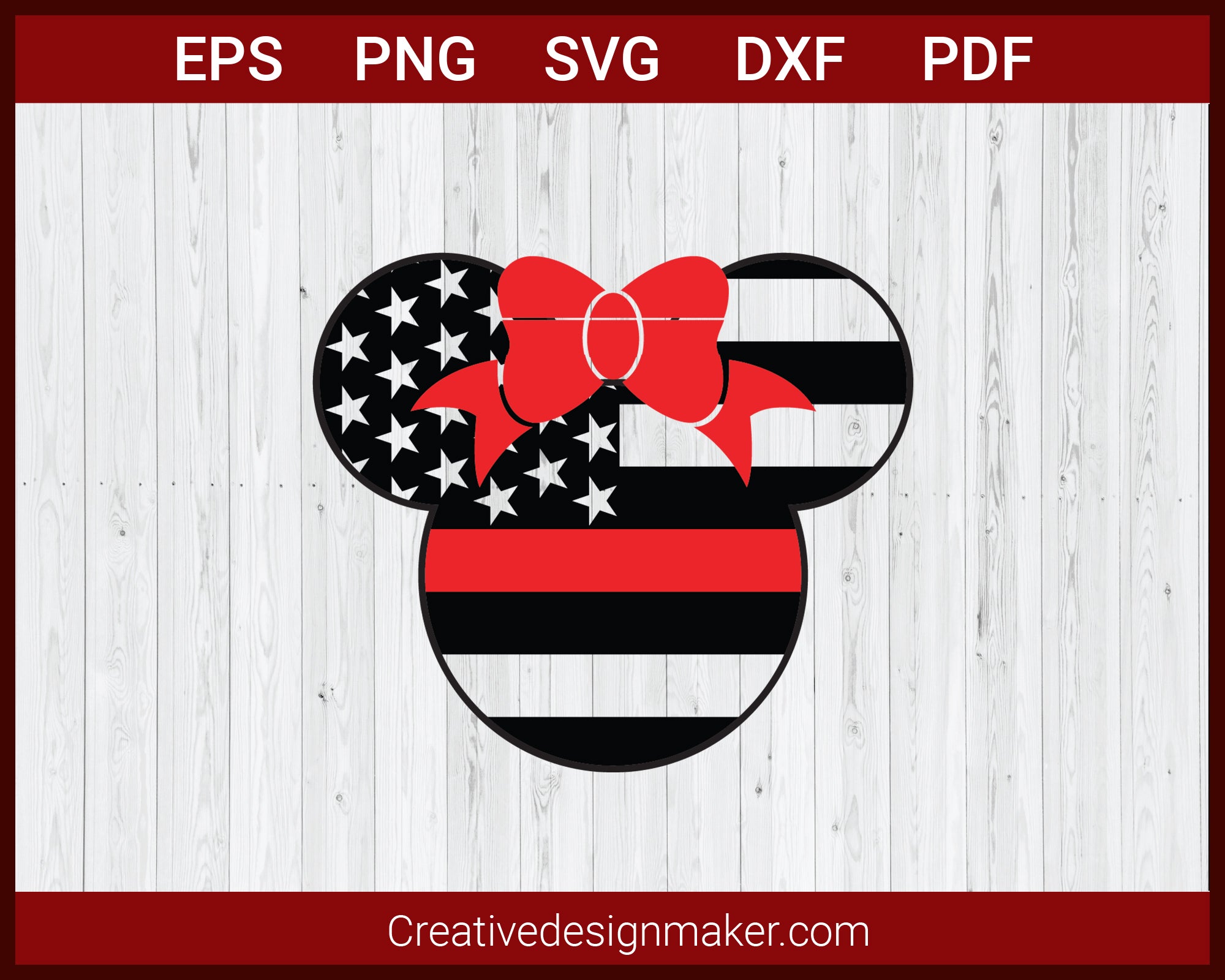 Minnie Mouse American Flag SVG Cricut Silhouette DXF PNG EPS Cut File