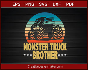 Monster Truck Brother Bigfoot Vintage Monster Truck T-shirt SVG PNG DXF EPS PDF Cricut Cameo File Silhouette Art, Designs For Shirts