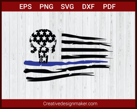 Blue Line Flag SVG, Police SVG, US Flag SVG Cricut Silhouette DXF PNG EPS Cut File