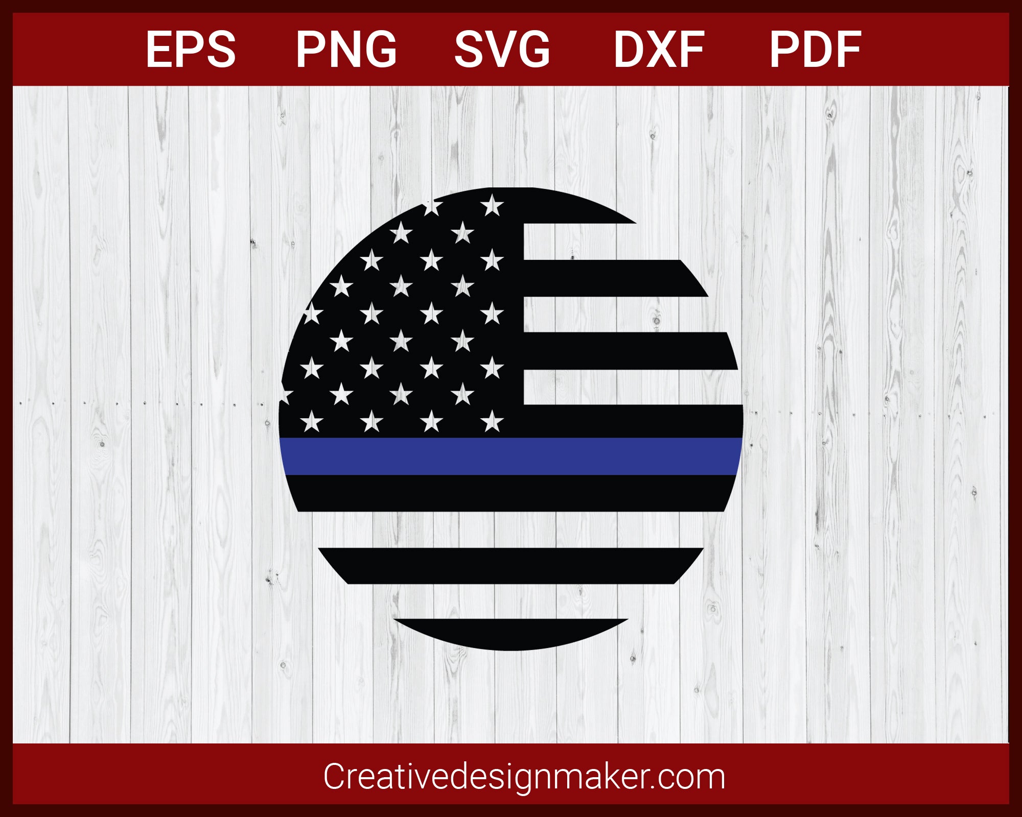 Thin Blue Line United States Flag Police SVG Cricut Silhouette DXF PNG EPS Cut File