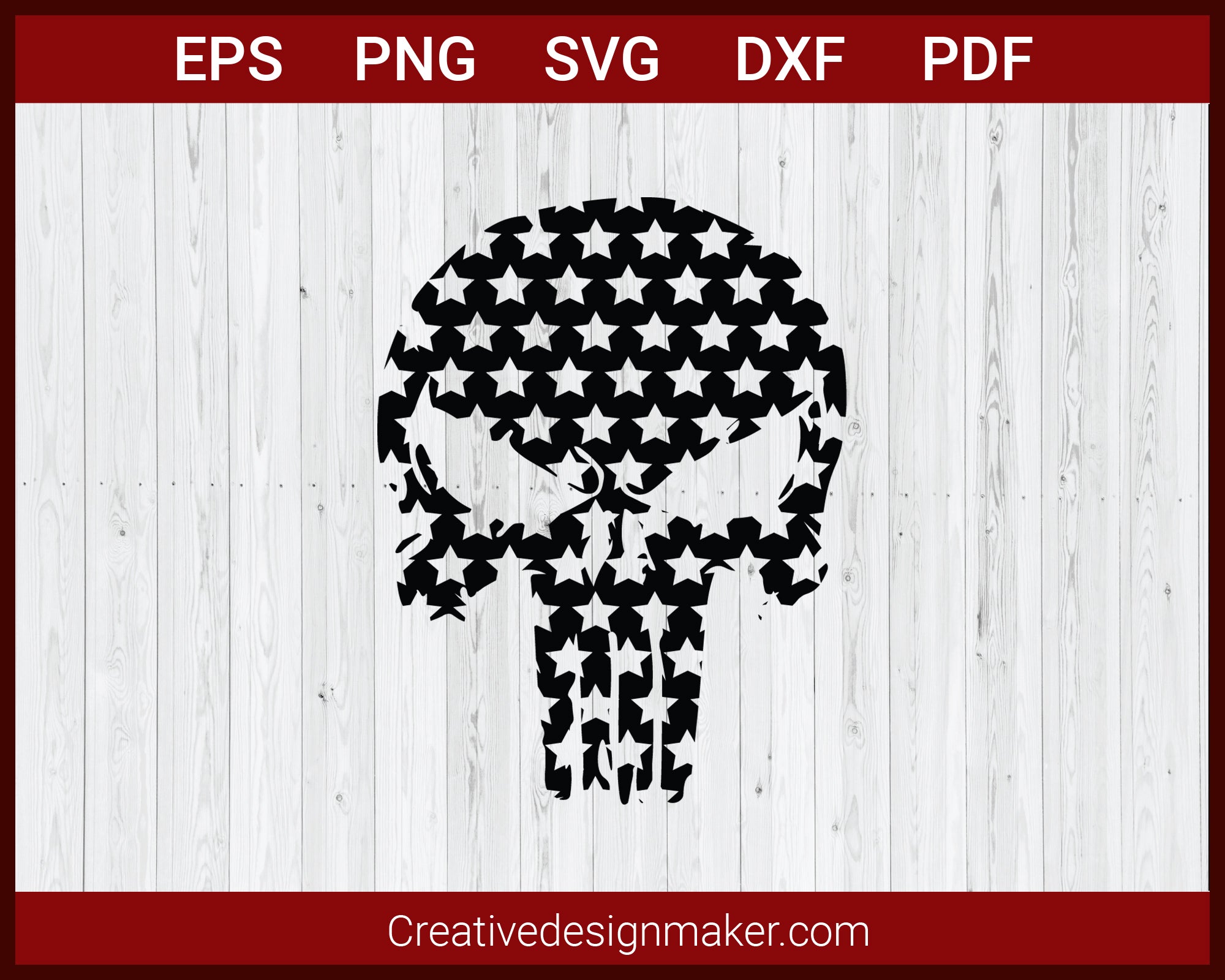 American Punisher Skull USA SVG Cricut Silhouette DXF PNG EPS Cut File