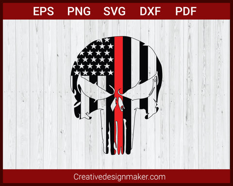 American Flag Punisher Skulls For Silhouette SVG Cricut DXF PNG EPS Cut File