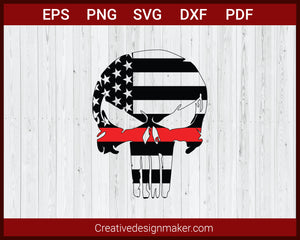 American Flag Punisher Skull SVG Cricut Silhouette DXF PNG EPS Cut File