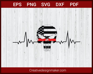 Distressed Thin Red Line USA Flag Punisher SVG Cricut Silhouette DXF PNG EPS Cut File
