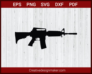 Machine Gun, Sniper Rifle, Gun Barrel-Ar 15 Svg SVG Cricut Silhouette DXF PNG EPS Cut File