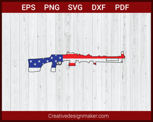 Gun With American Flag SVG Cricut Silhouette DXF PNG EPS Cut File