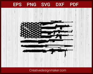 Guns Clipart American Flag SVG Cricut Silhouette DXF PNG EPS Cut File