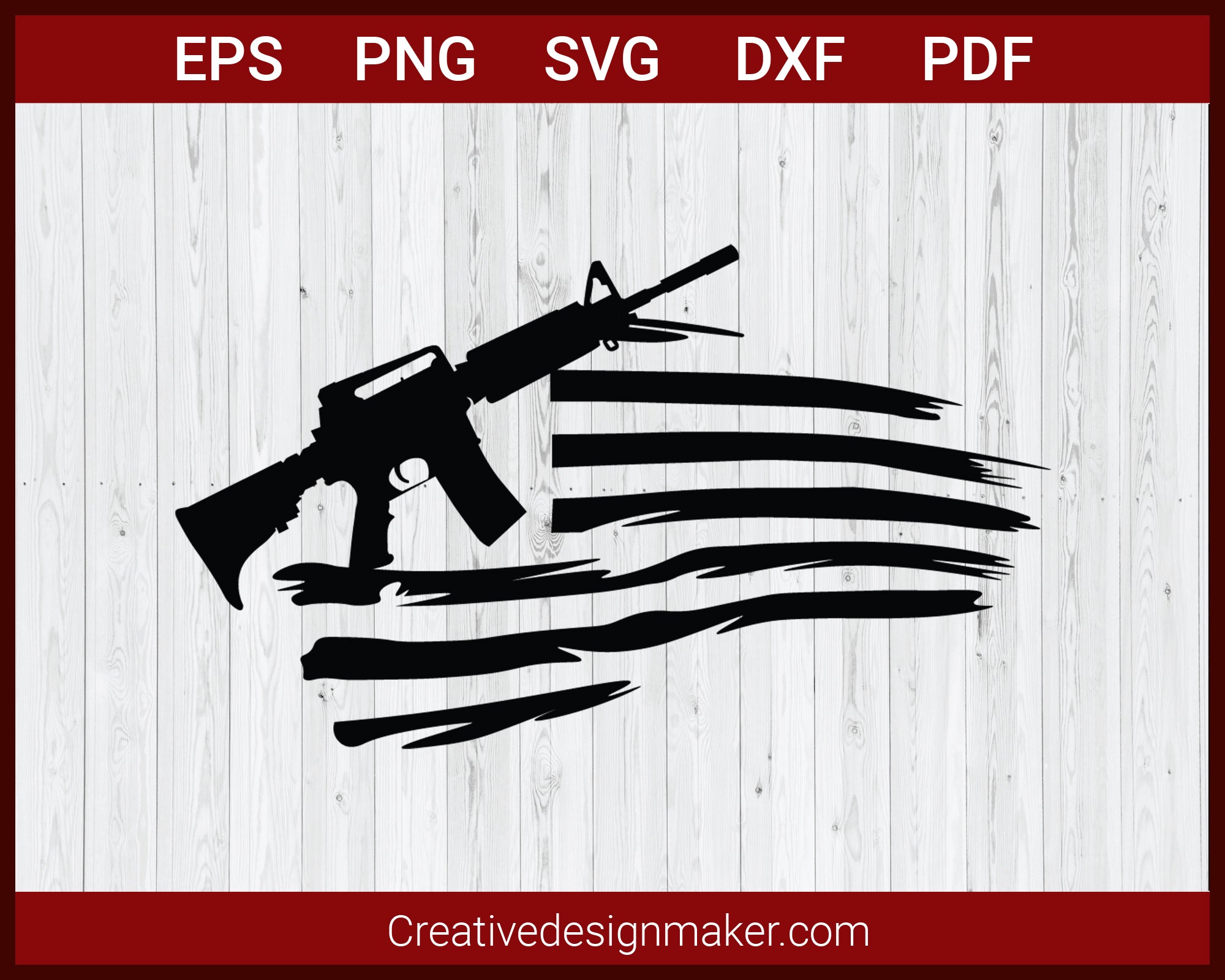 American Flag made with Guns SVG Cricut Silhouette DXF PNG EPS Cut File