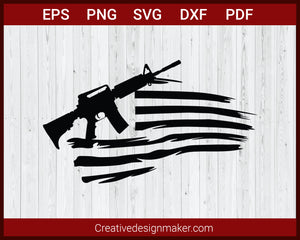 American Flag made with Guns SVG Cricut Silhouette DXF PNG EPS Cut File