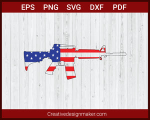 AR-15 Guns Clipart American Flag SVG Cricut Silhouette DXF PNG EPS Cut File