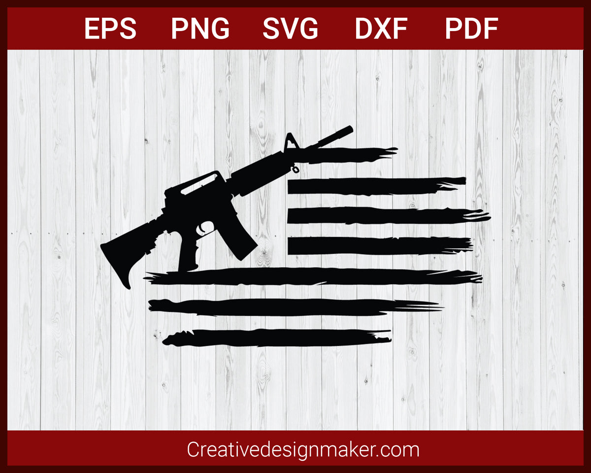 American Flag with Guns Sniper Rifle SVG Cricut Silhouette DXF ...