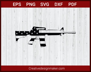 Gun Flag Patriot American SVG Cricut Silhouette DXF PNG EPS Cut File