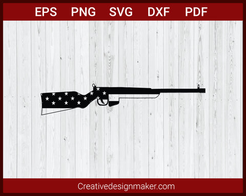 Gun With American Flag SVG Cricut Silhouette DXF PNG EPS Cut File