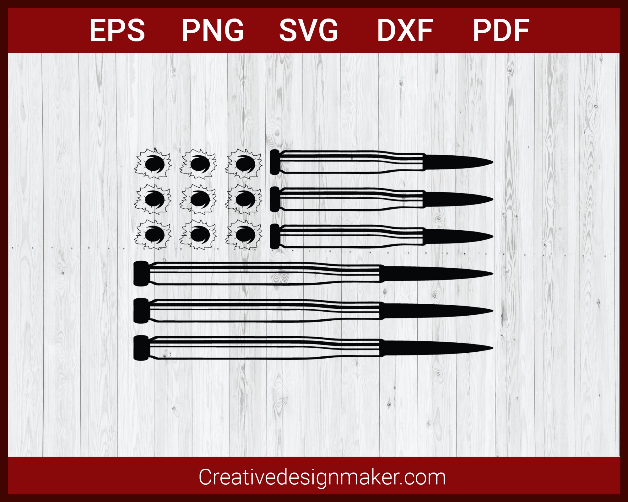 American Bullet Flag SVG Cricut Silhouette DXF PNG EPS Cut File