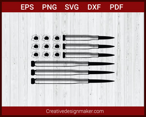 American Bullet Flag SVG Cricut Silhouette DXF PNG EPS Cut File