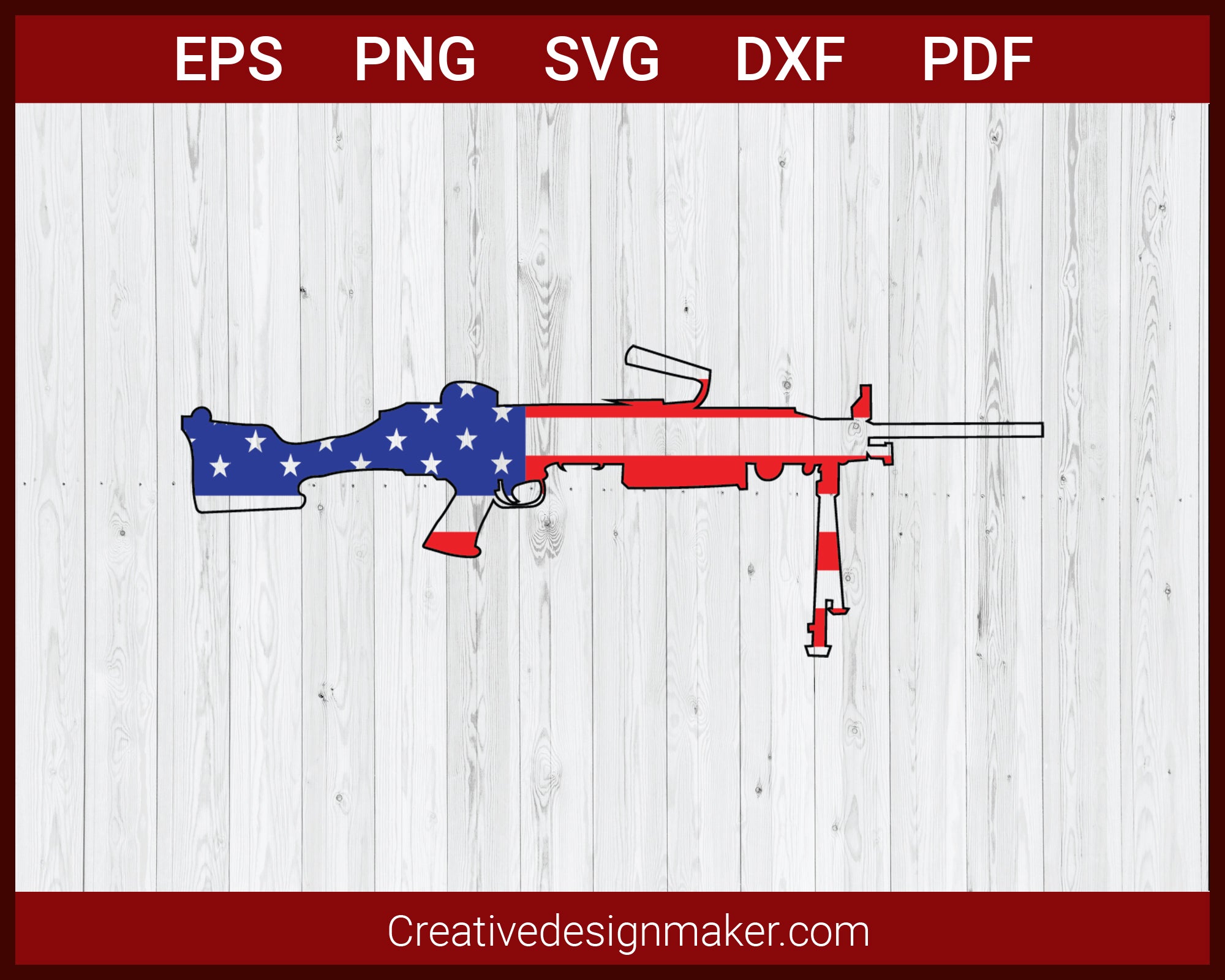 Gun Flag Patriot American SVG Cricut Silhouette DXF PNG EPS Cut File
