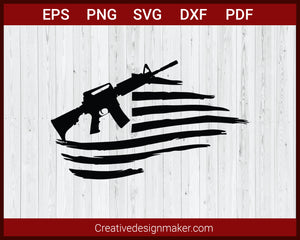 American Flag with Guns SVG Cricut Silhouette DXF PNG EPS Cut File