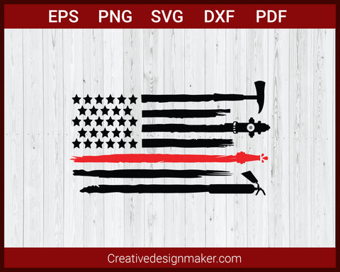 Distressed Firefighter Flag SVG Cricut Silhouette DXF PNG EPS Cut File