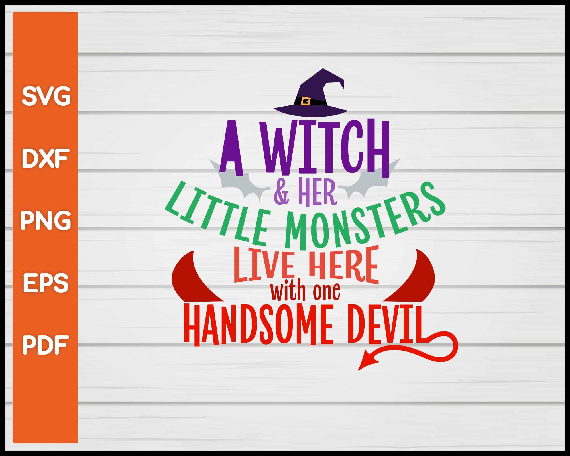 A Witch And Her Little Monsters Halloween svg