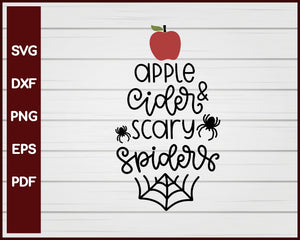 Apple Cider & Scary Spiders Halloween T-shirt Design svg