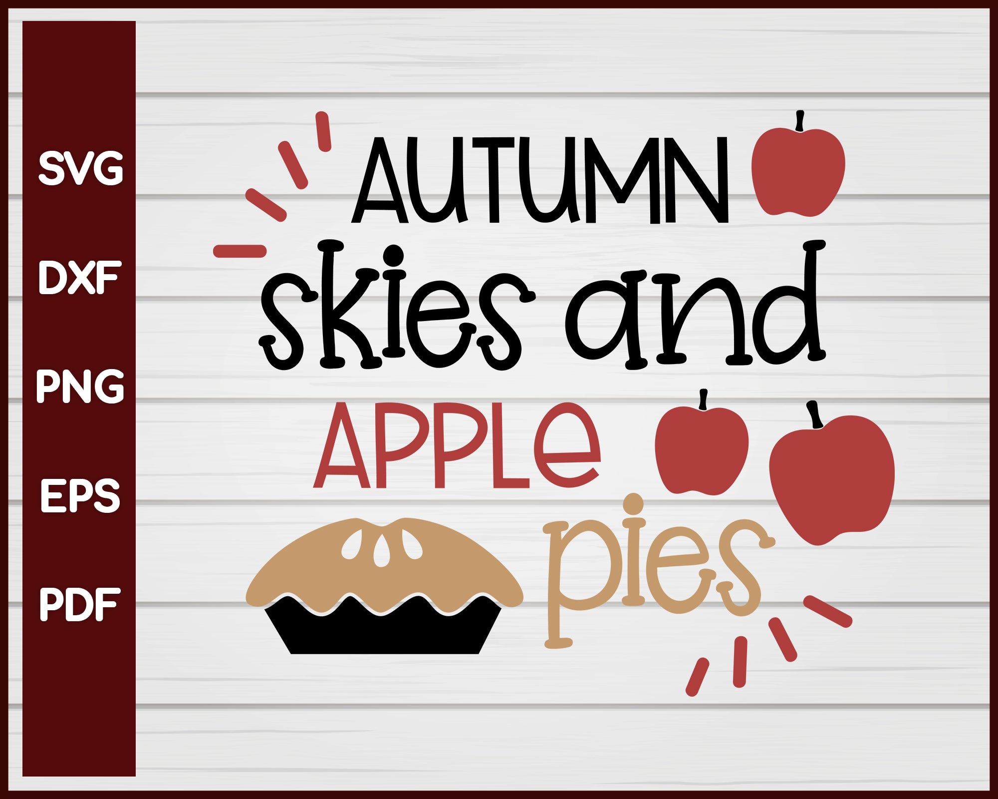 Autumn Skies and Apple Pies Halloween T-shirt Design svg