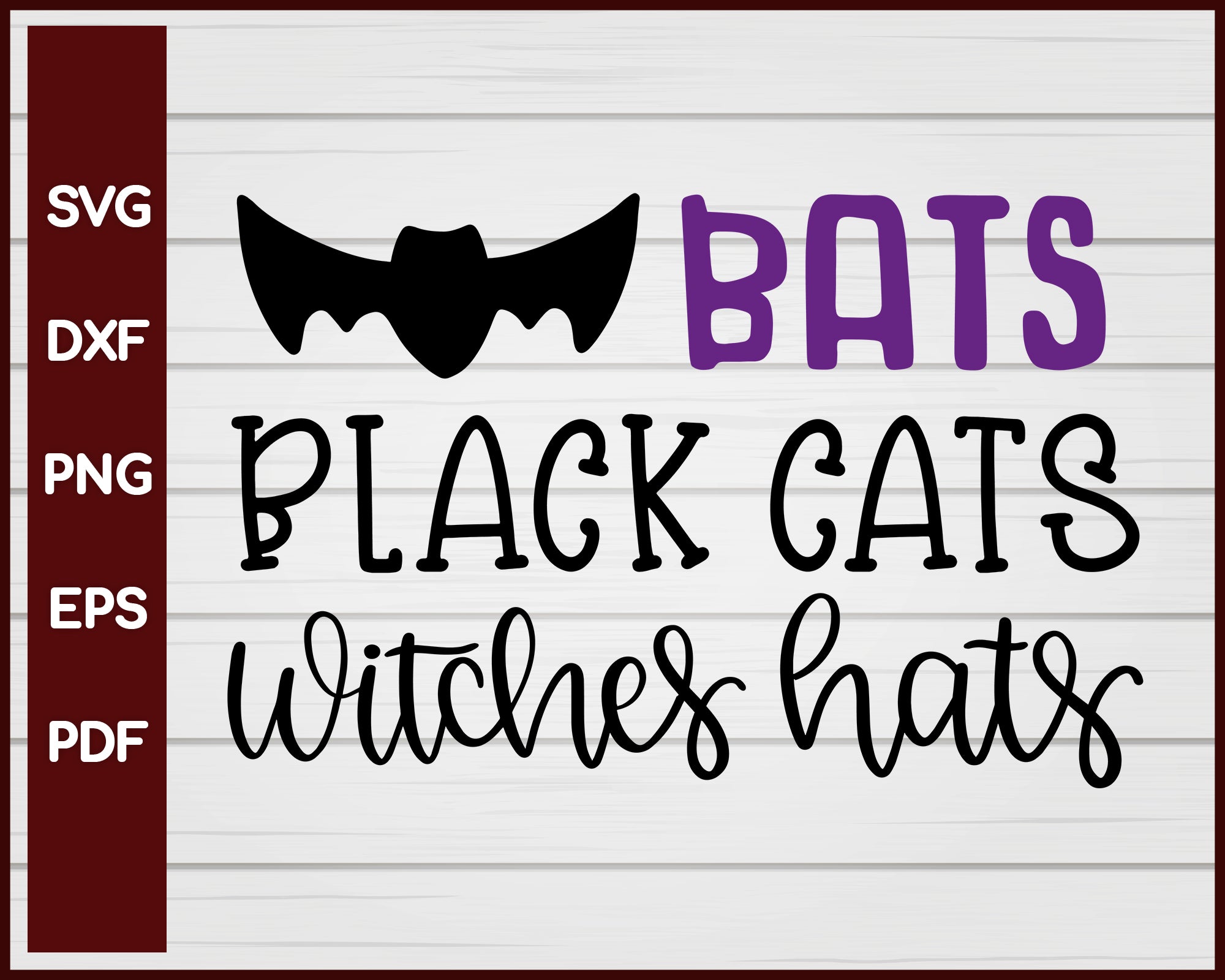 Bats Black Cats Witches Hats Halloween T-shirt Design svg