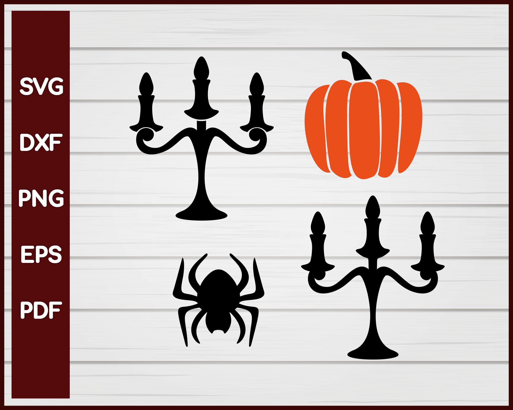 Pumpkin, Spider, Candelabrum Halloween svg