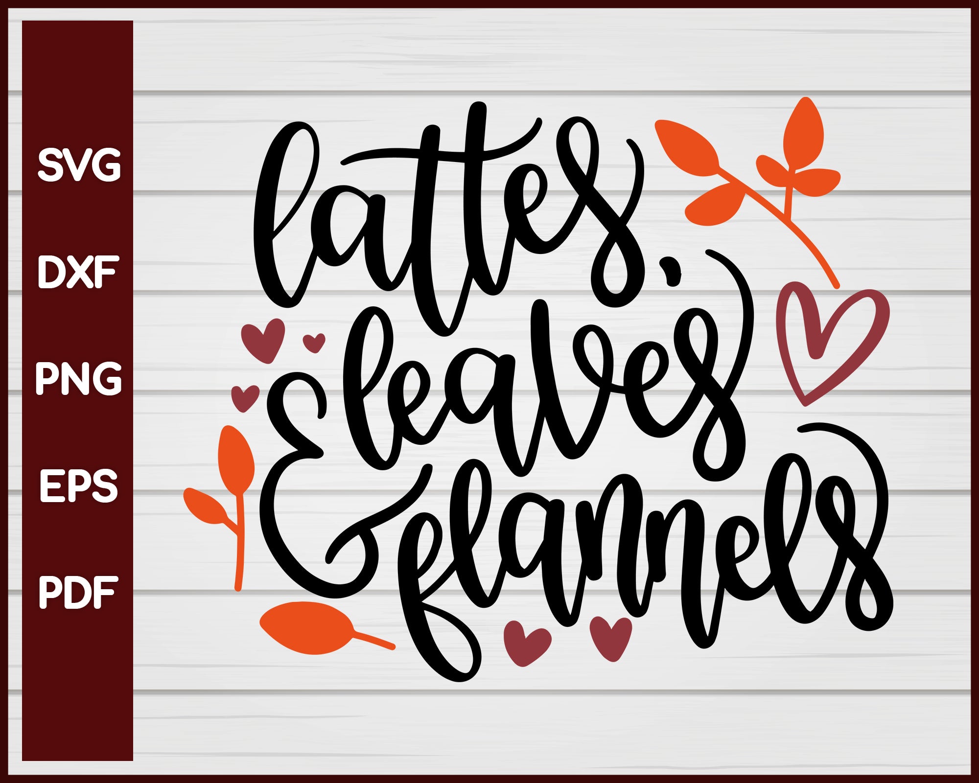 Lattes Leaves & Flannels Halloween T-shirt Design svg