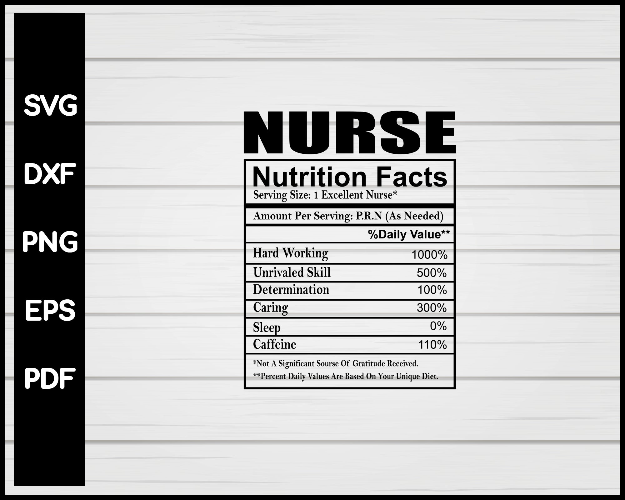 Nurse Nutrition Facts svg Cut File For Cricut Silhouette eps png dxf Printable Files