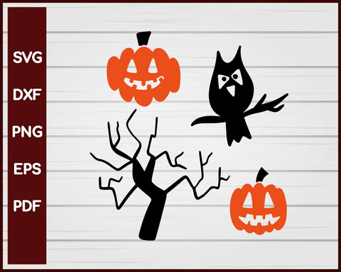 Owl, Pumpkin, Tree Halloween svg