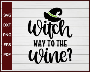 Witch Way to the Wine Halloween T-shirt Design svg