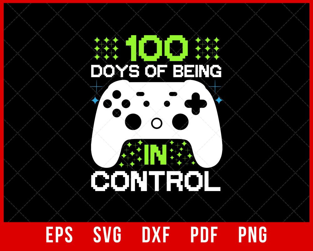 100 Days of School Video Game Controller Video Gamer Boys T-Shirt Design Games SVG Cutting File Digital Download   