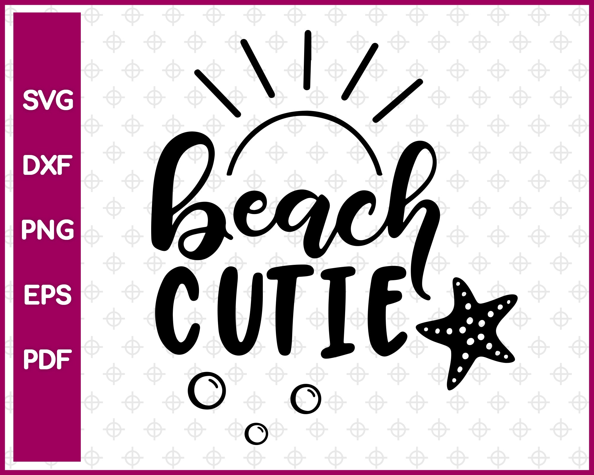 Beach Cutie Summer Cut File For Cricut svg, dxf, png, eps, pdf Silhouette Printable Files